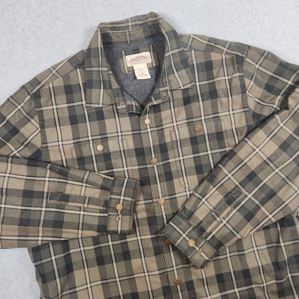 LL Bean Shirt Jacket Mens Large Plaid Lined Katahdin‎ Iron Works Nor Easter